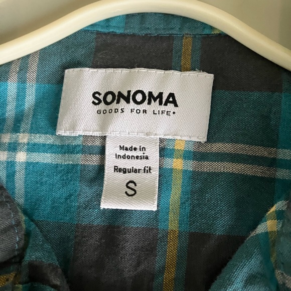 Sonoma Boys Teal Plaid Shirt - Picture 2 of 3